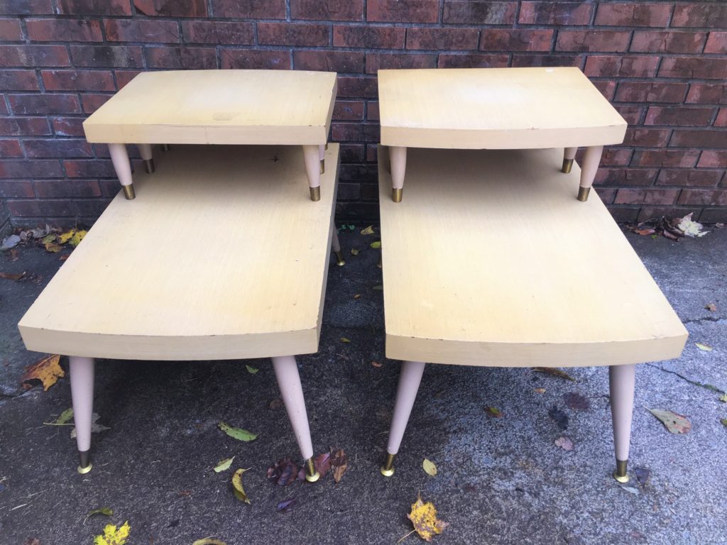 mid-century modern end tables before