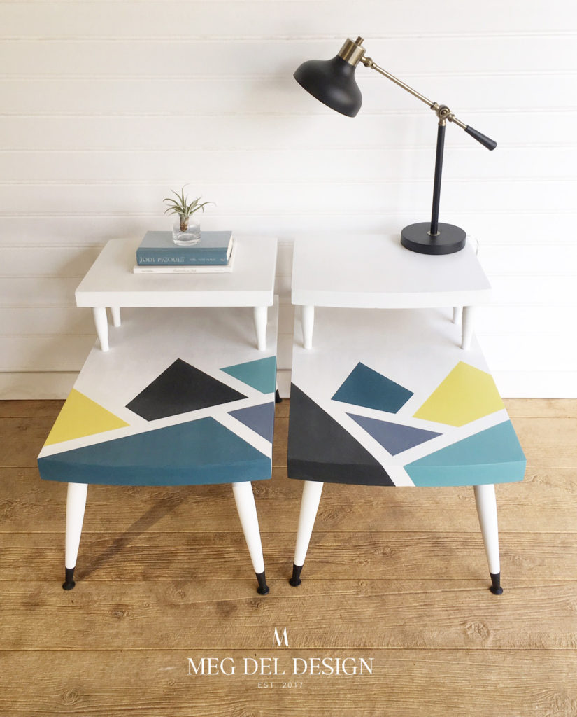 mid-century modern end tables after