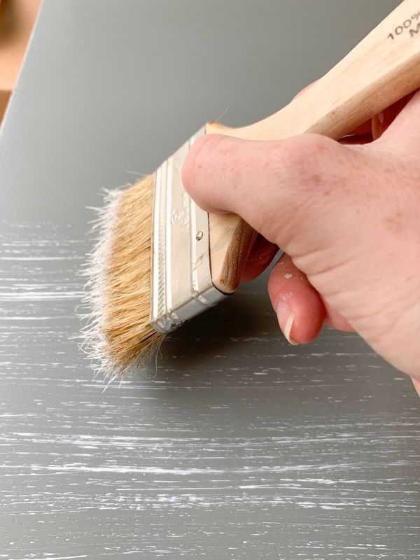 The application of dry brushing is done at roughly a 45 degree angle using a chip brush