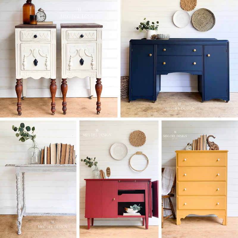 Examples of paint lines from Meg Del Design's furniture Refinisher's Gift Guide