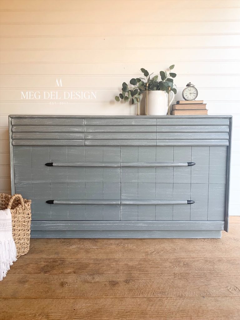 This dresser has a gorgeous dry brush finish! Learn the easy steps to a textured finish and how to dry brush furniture here! 