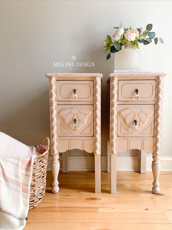 painted pink end tables