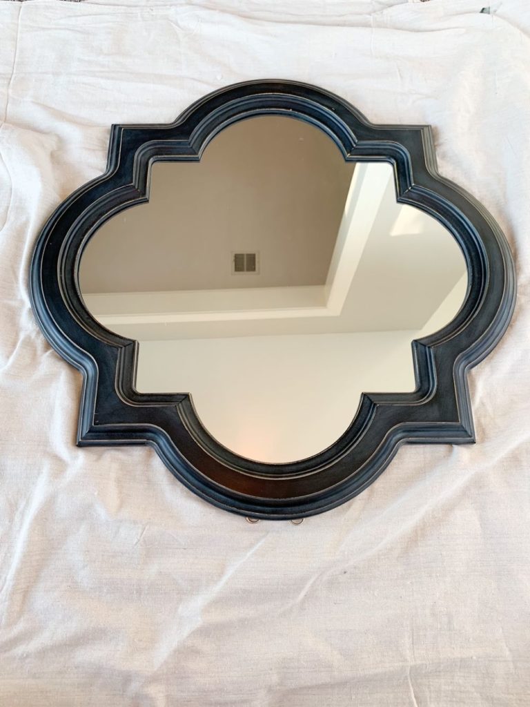 Navy mirror before getting painted a beautiful white.